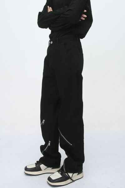 Men's Zip Decor Straight Leg Jeans - Damned Threads