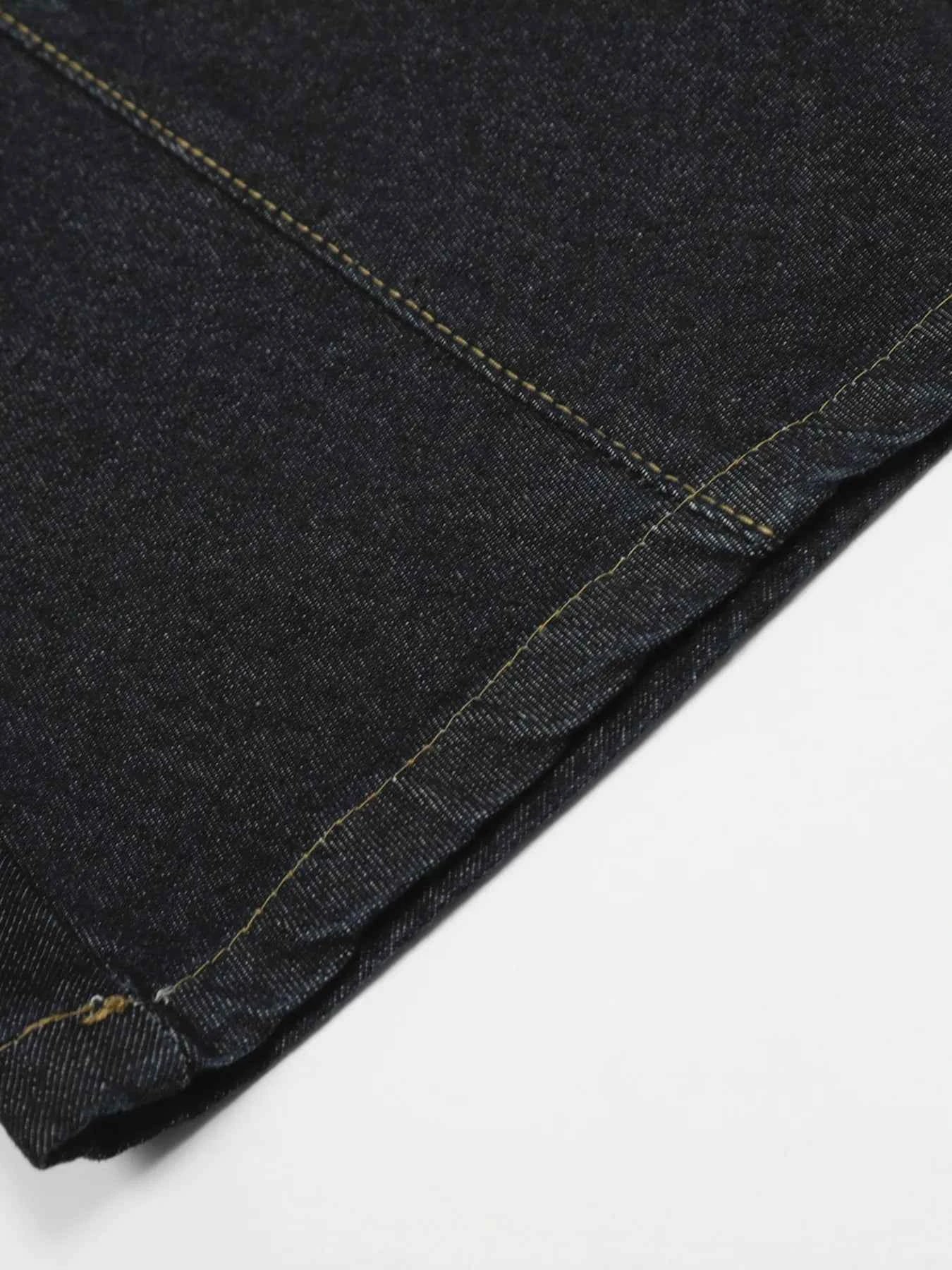 Men's Button Fly High Waist Curved Jeans