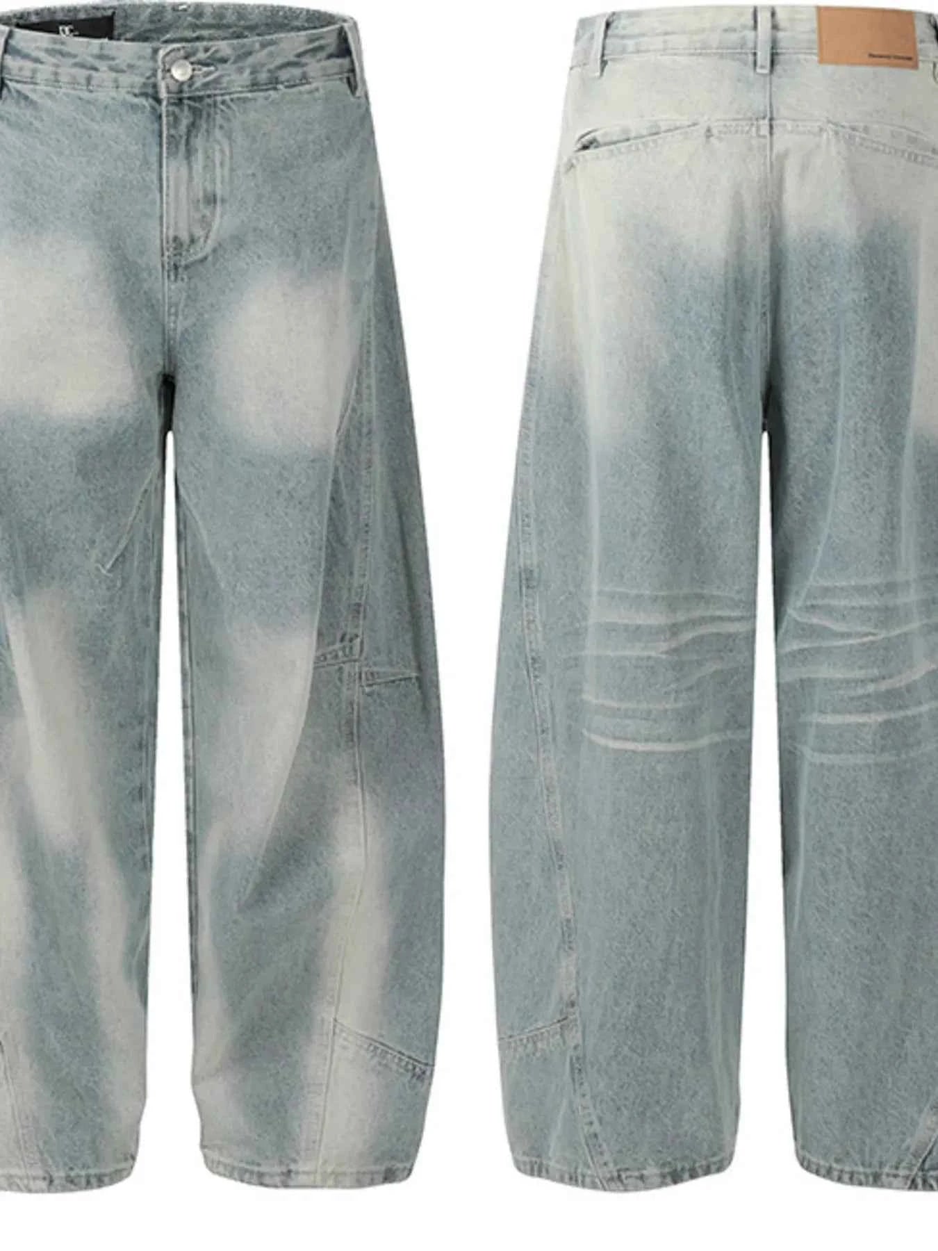 Men's Washed Curved Jeans with Contemporary Fade