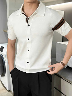 Men's Full Size Button Up Striped Sleeve Shirt Plus Size