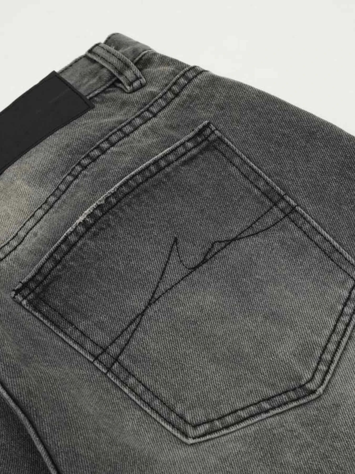 Men's Vintage Washed Distressed Wide-Leg Jeans