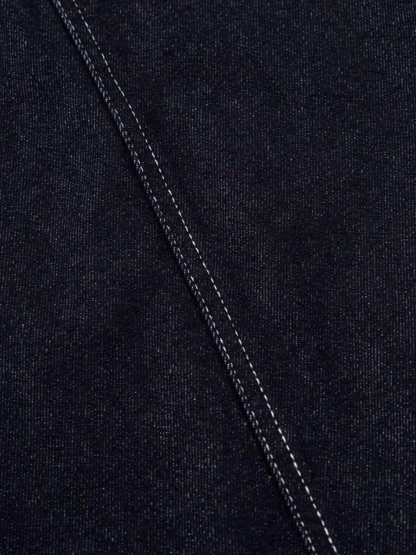 Men's High Waist Contrast Stitching Curved Jeans