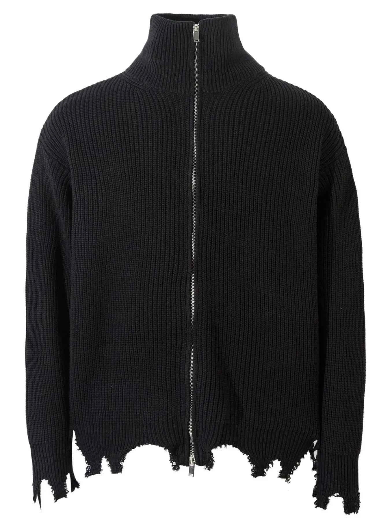 Men's Raw Hem Zip Up Cardigan