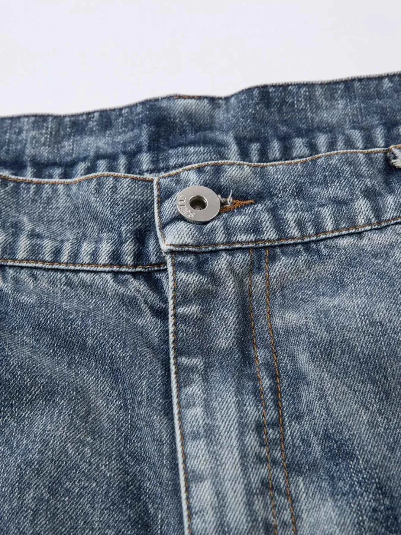 Men's Ruched Wide Leg Jeans