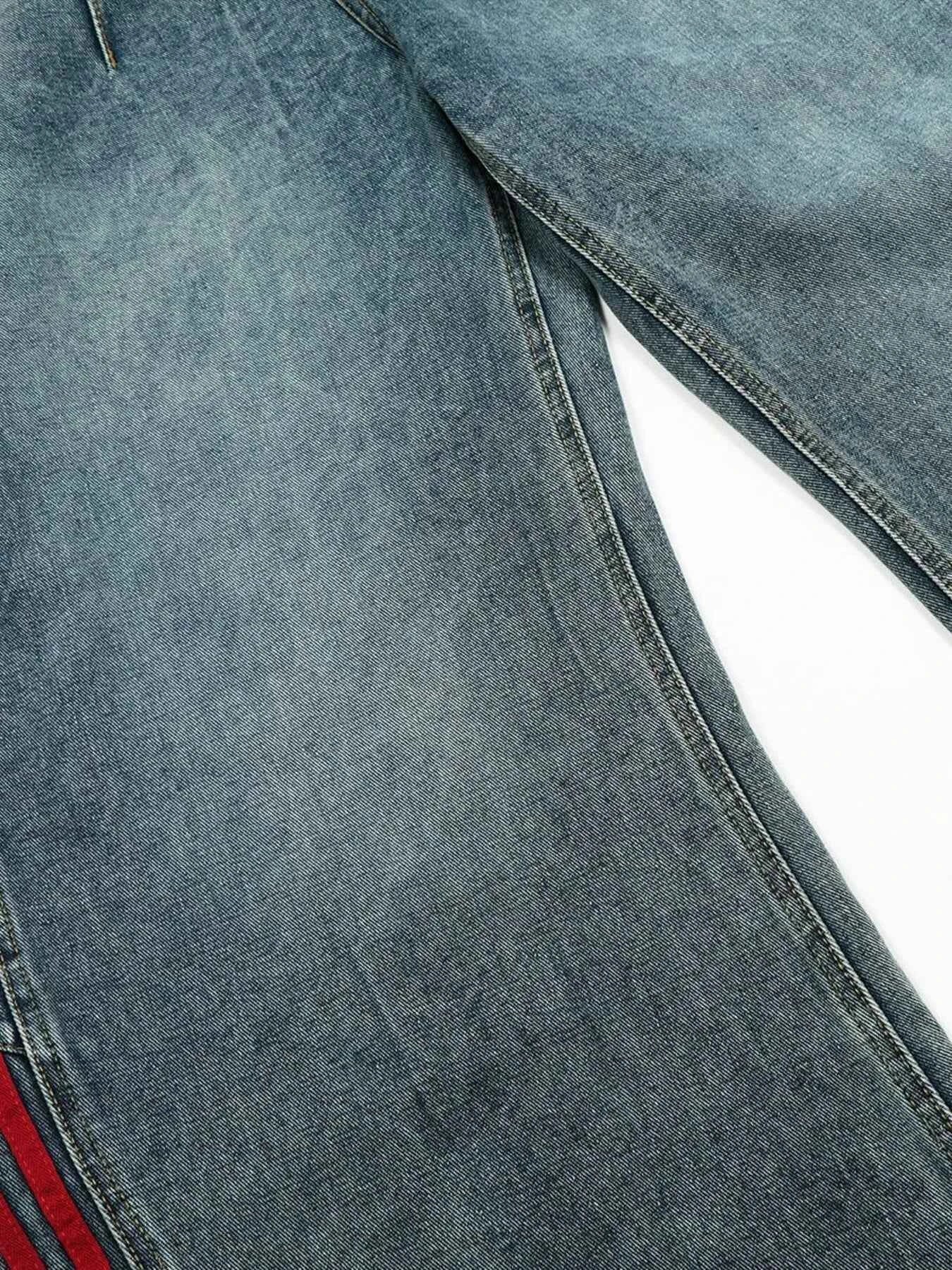 Men's Washed Curved Jeans with Side Stripe Detail
