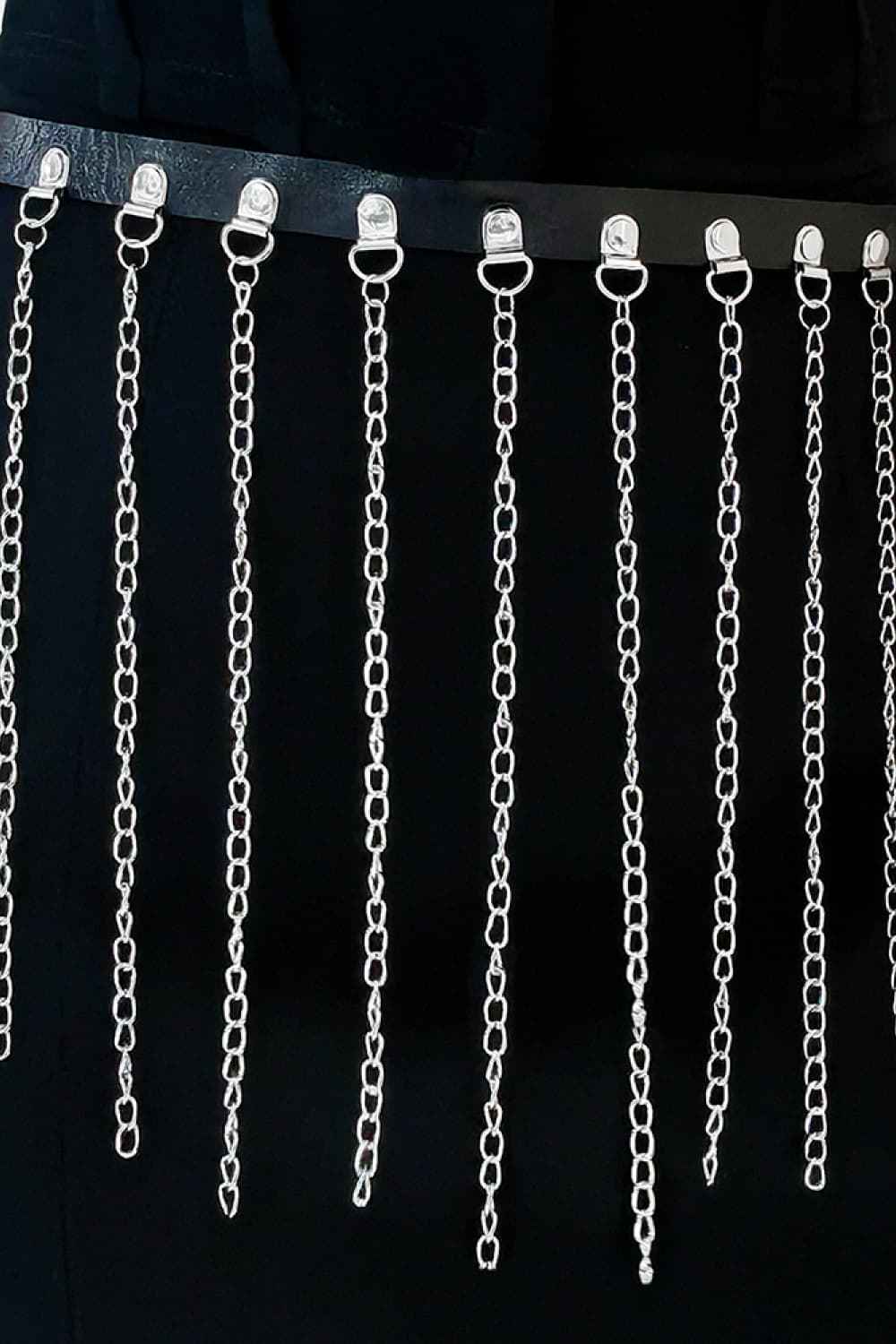 Fringed Chain PU Leather Belt - Damned Threads
