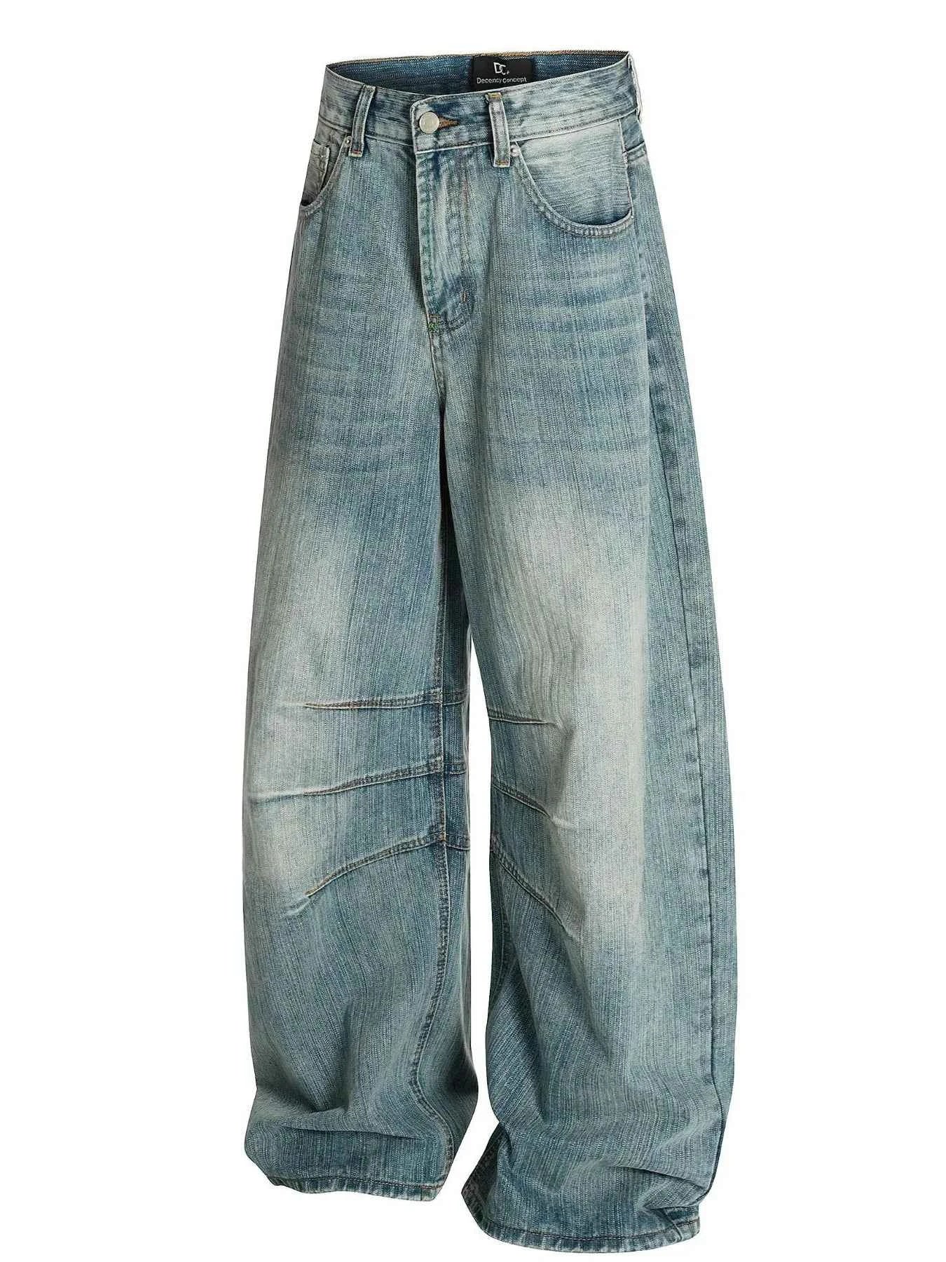 Men's High Waist Washed Curved Jeans