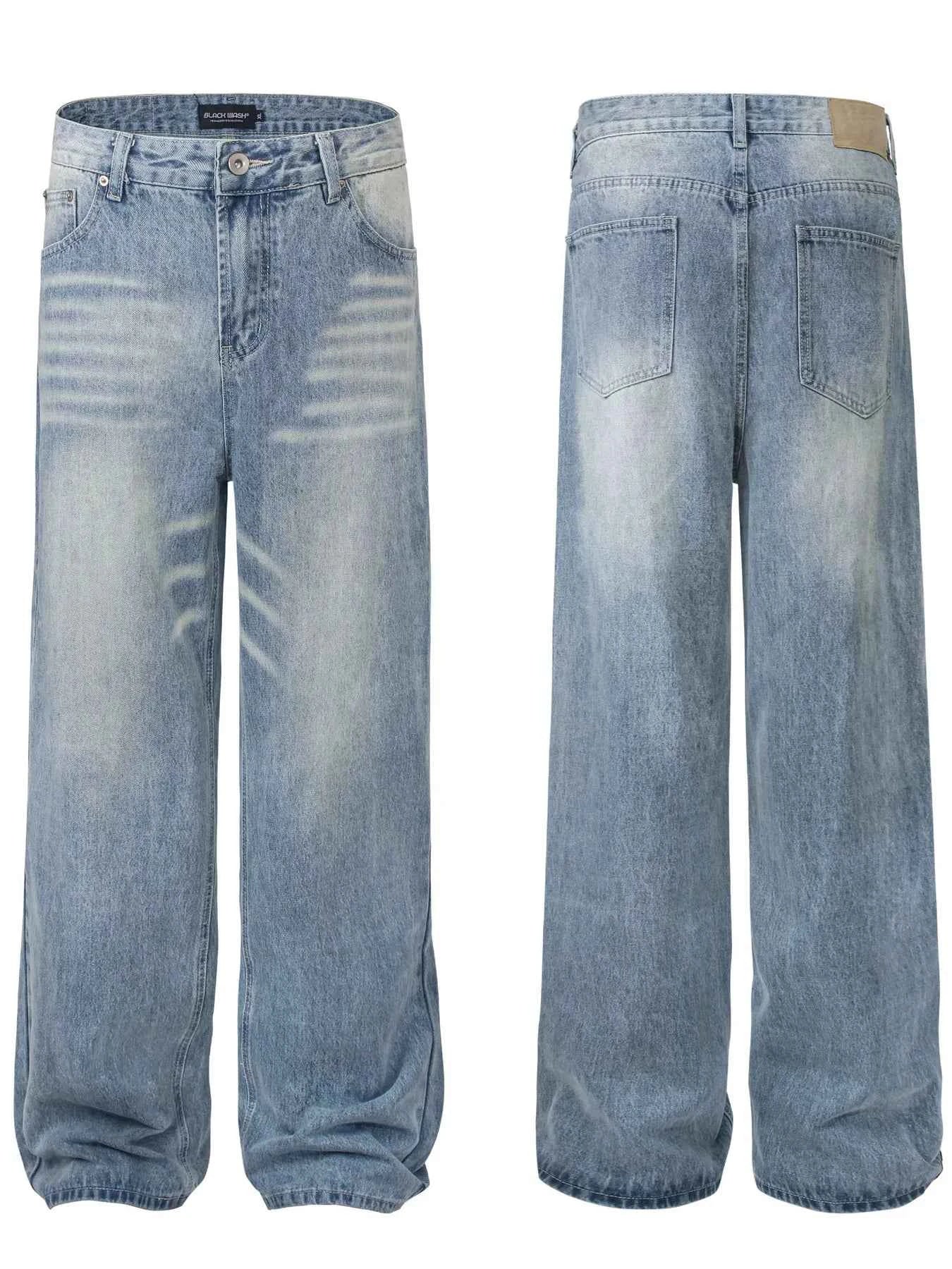 Men's High Waist Wide Leg Washed Jeans