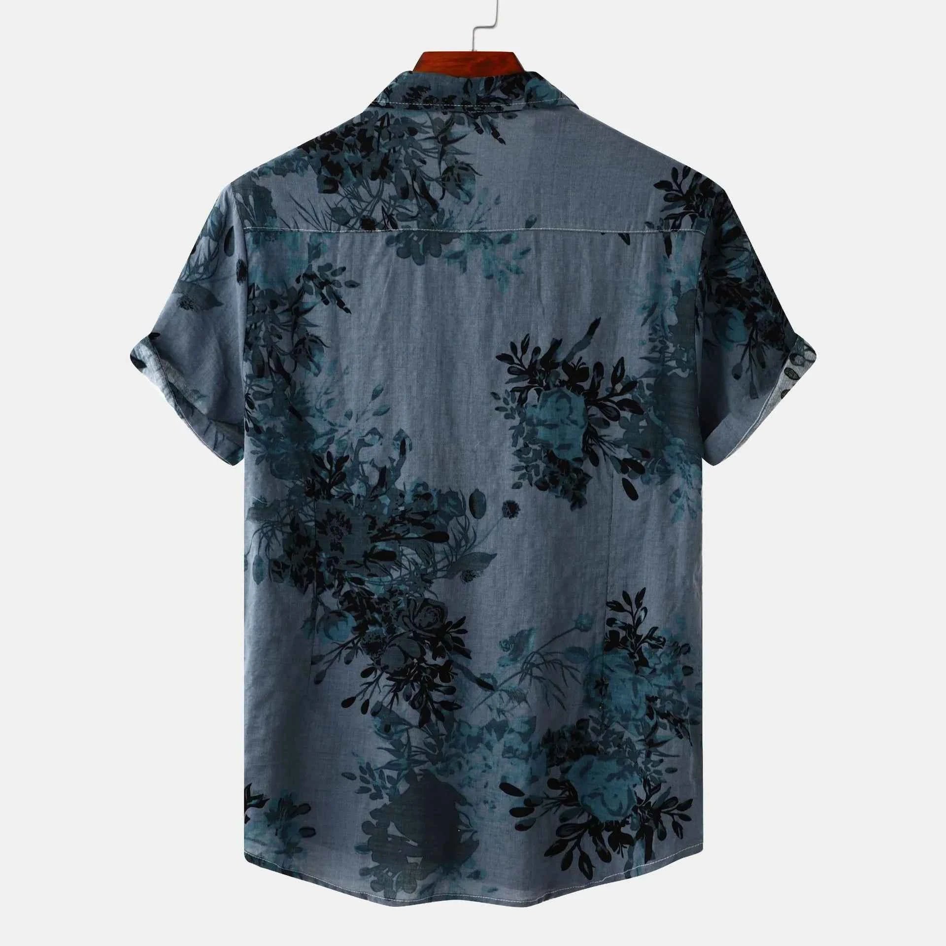 Men's Plus Size Printed Short Sleeve Button Down Casual Shirt