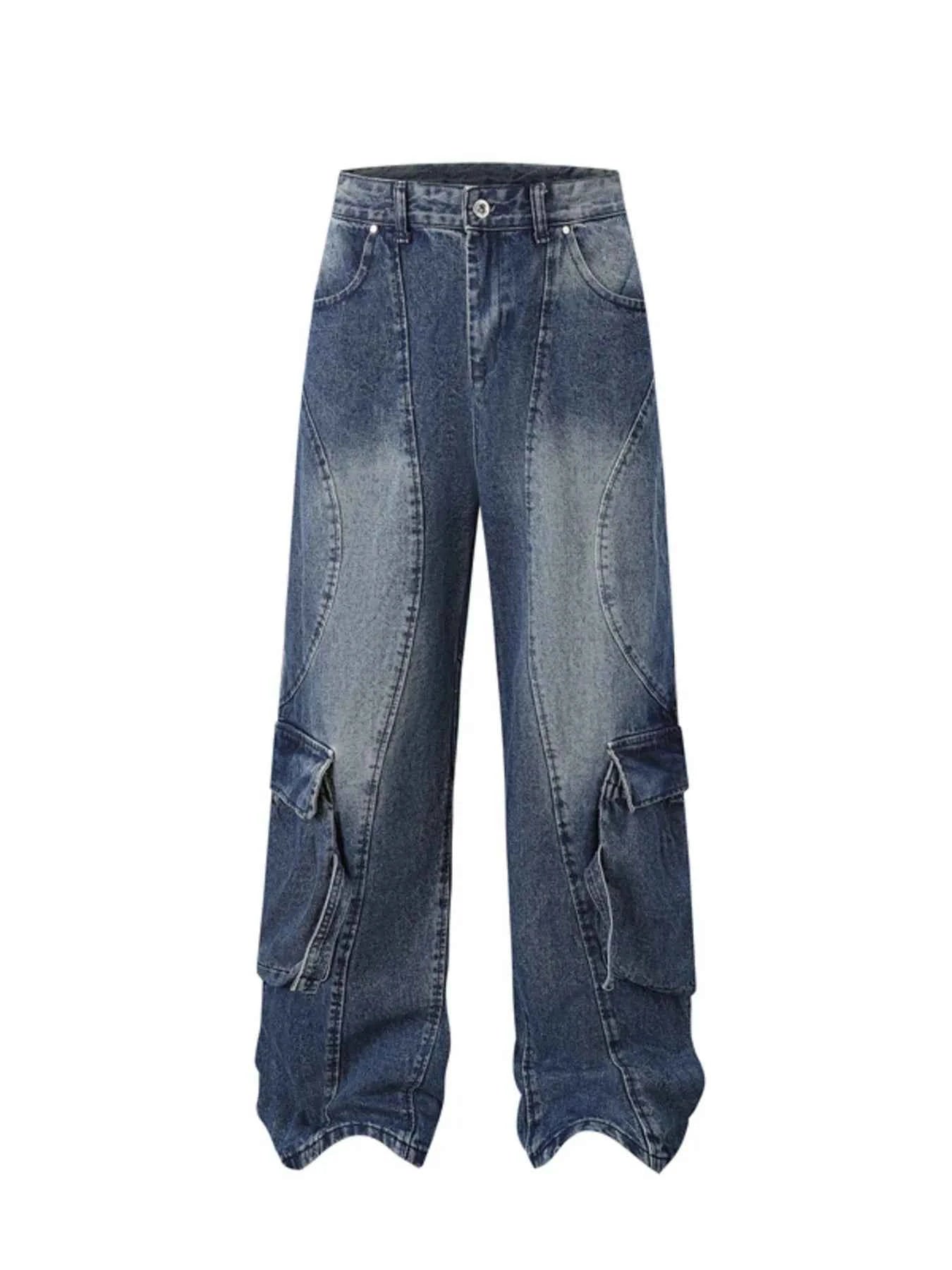 Men's Full Size Wide Leg Cargo Jeans Plus Size