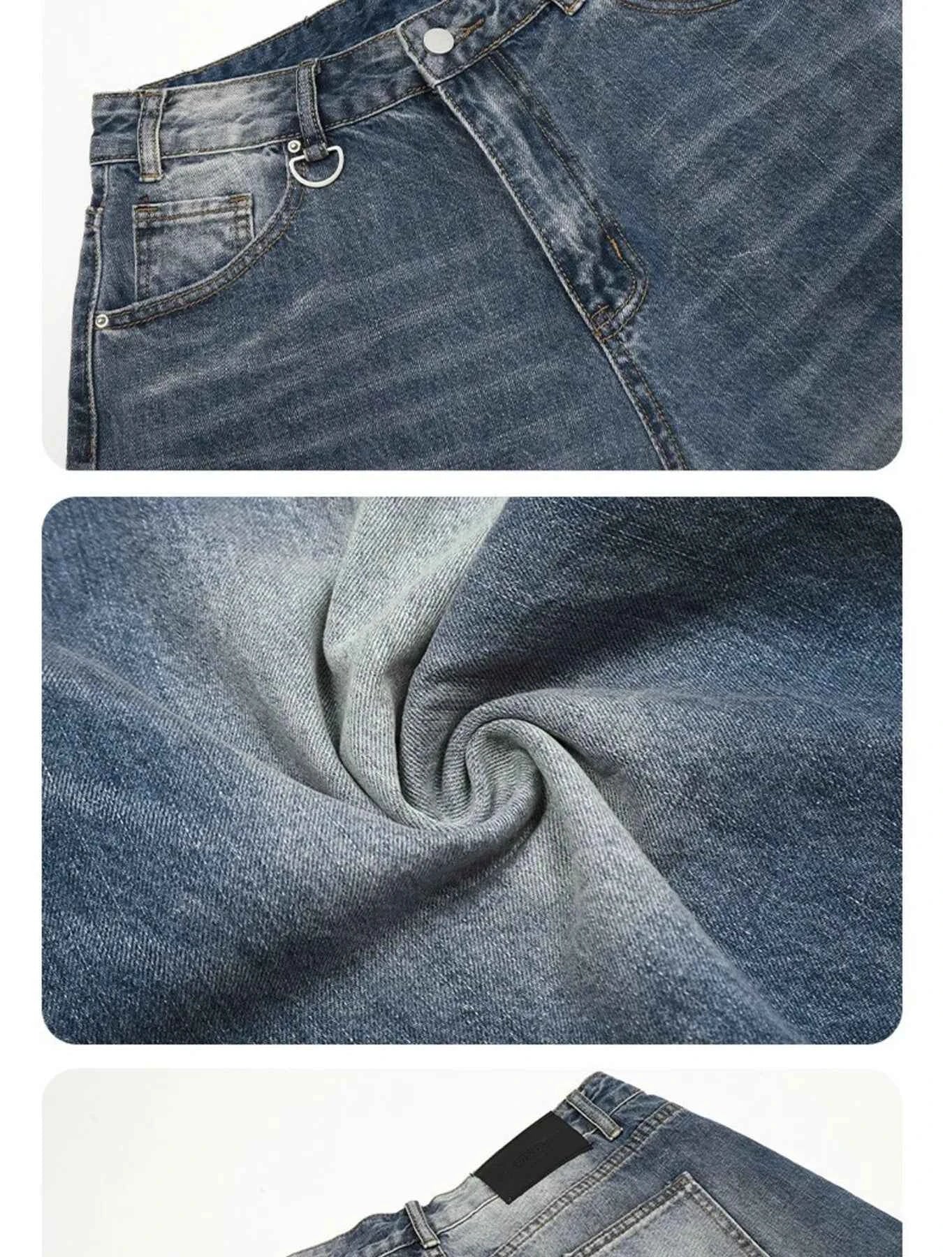 Men's Vintage Washed Wide Leg Denim Shorts