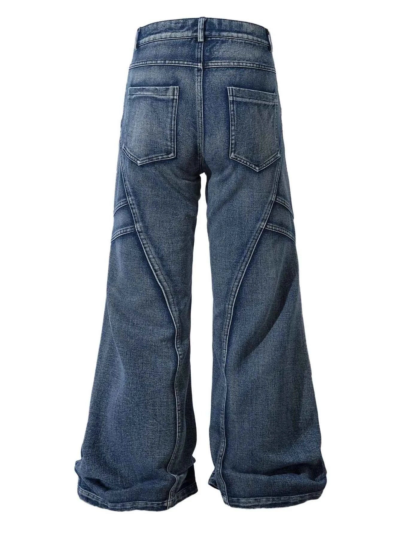 Men's Wide Leg Jeans with Seam Detail