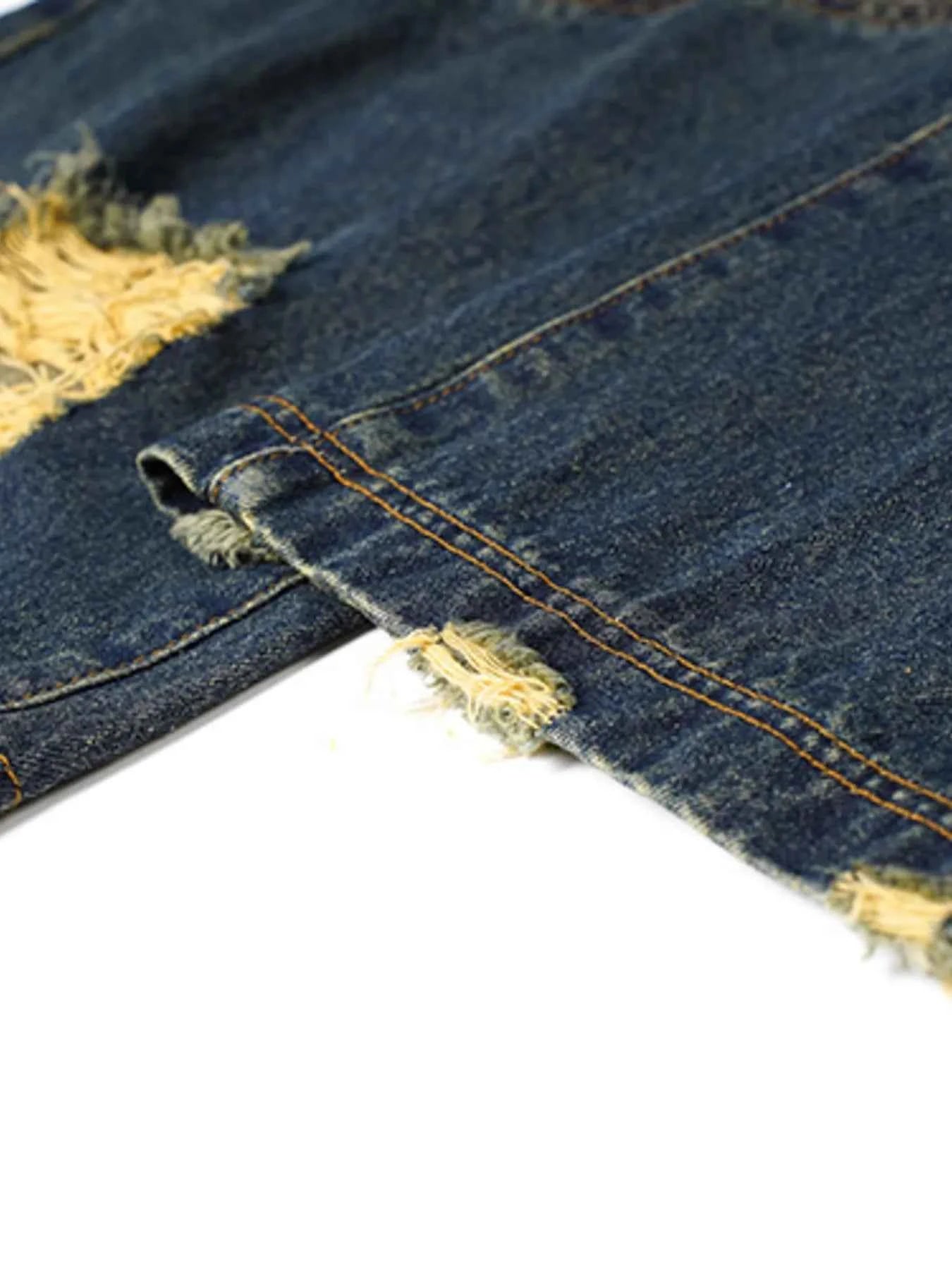 Men's Frayed Hem Loose Fit Jeans