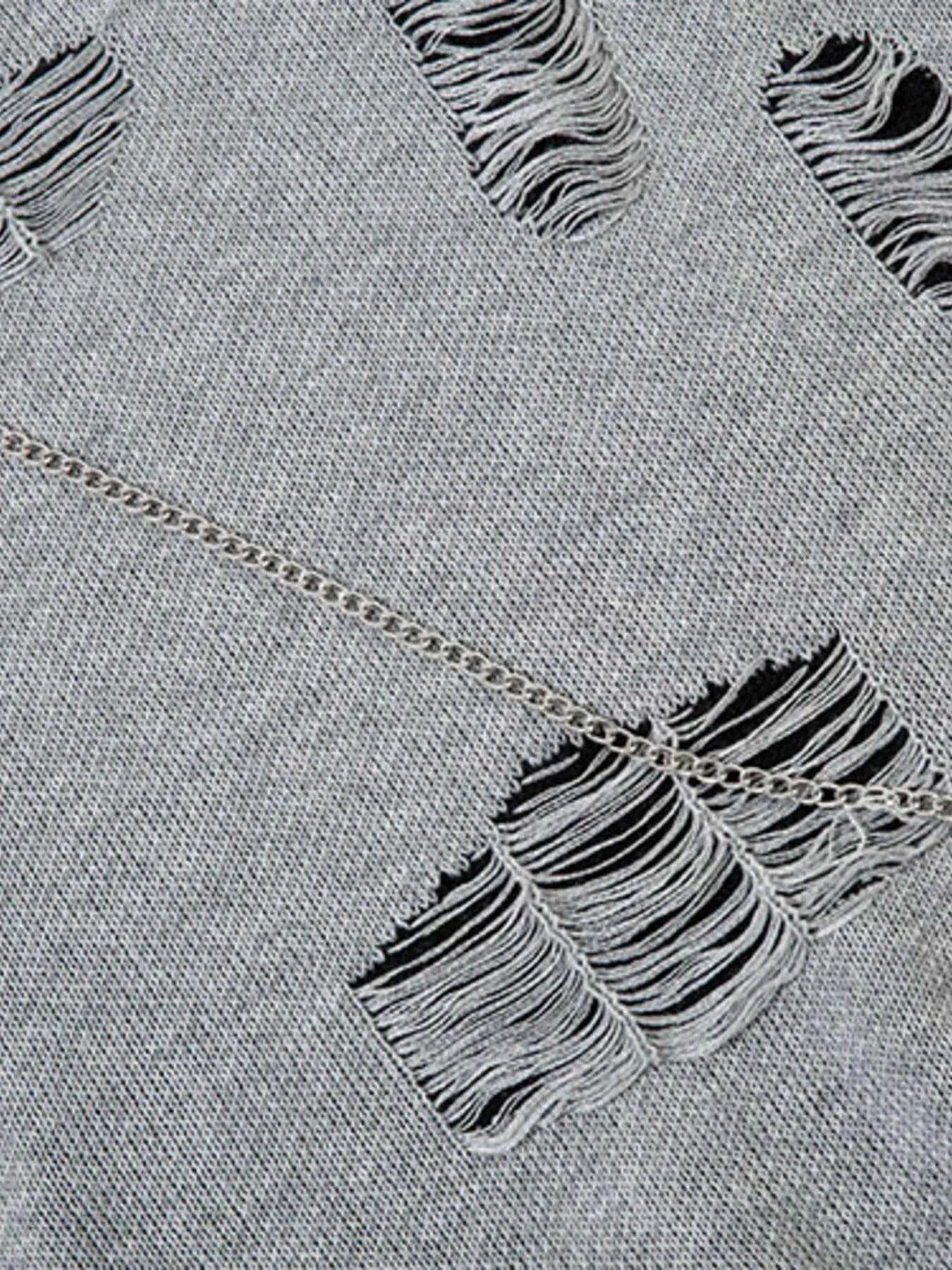 Men's Distressed Chain Detail Oversized Sweater