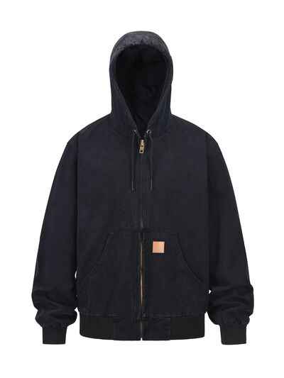 Men's Zip Up Washed Hooded Jacket - Damned Threads