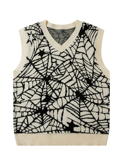 Men's Spider Web V-Neck Sweater Vest