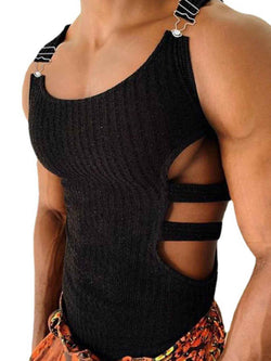 Men's Full Size Side Cutout Round Neck Tank Plus Size - Damned Threads