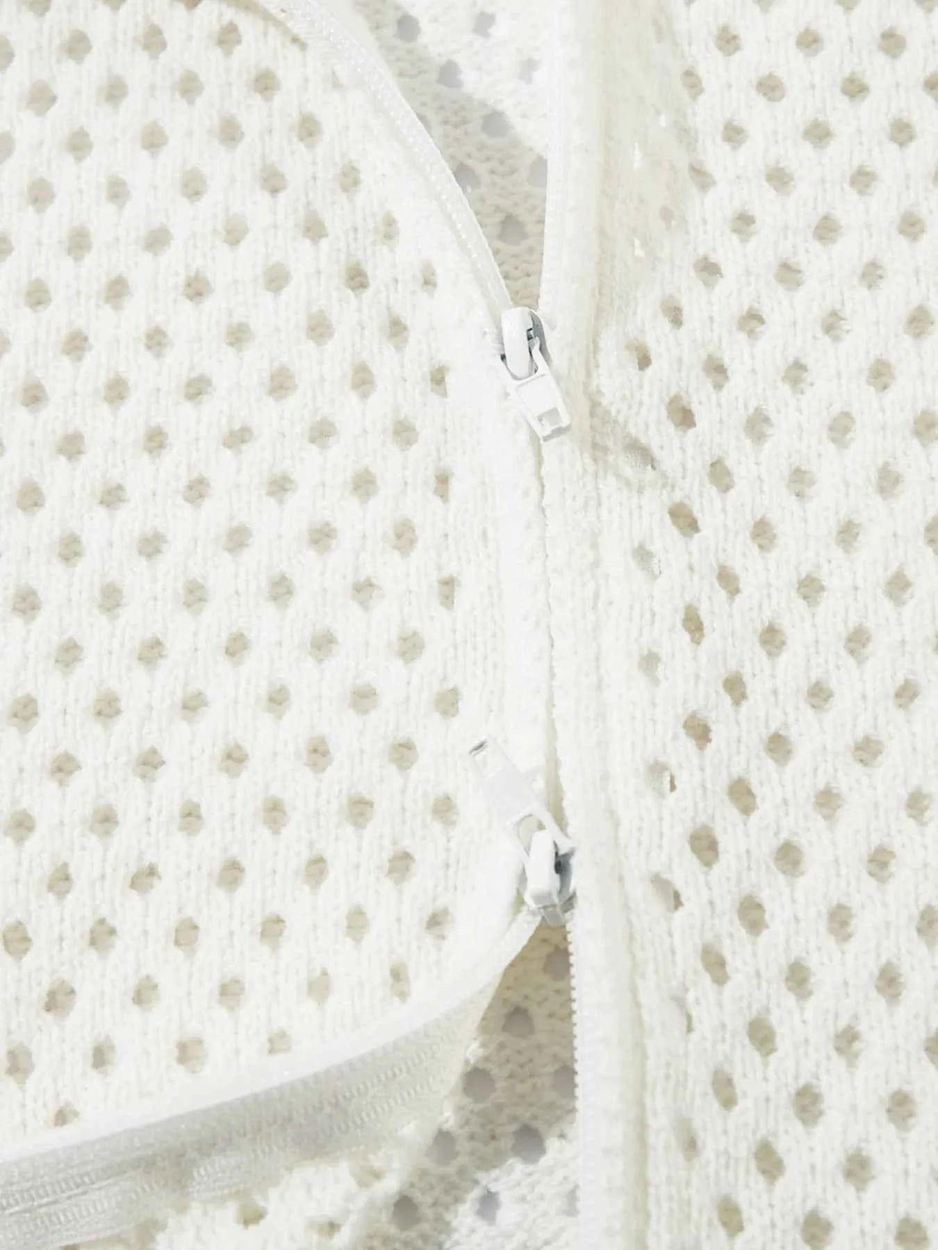 Men's Mesh Knit Zip-Up Cardigan with Stripe Detail