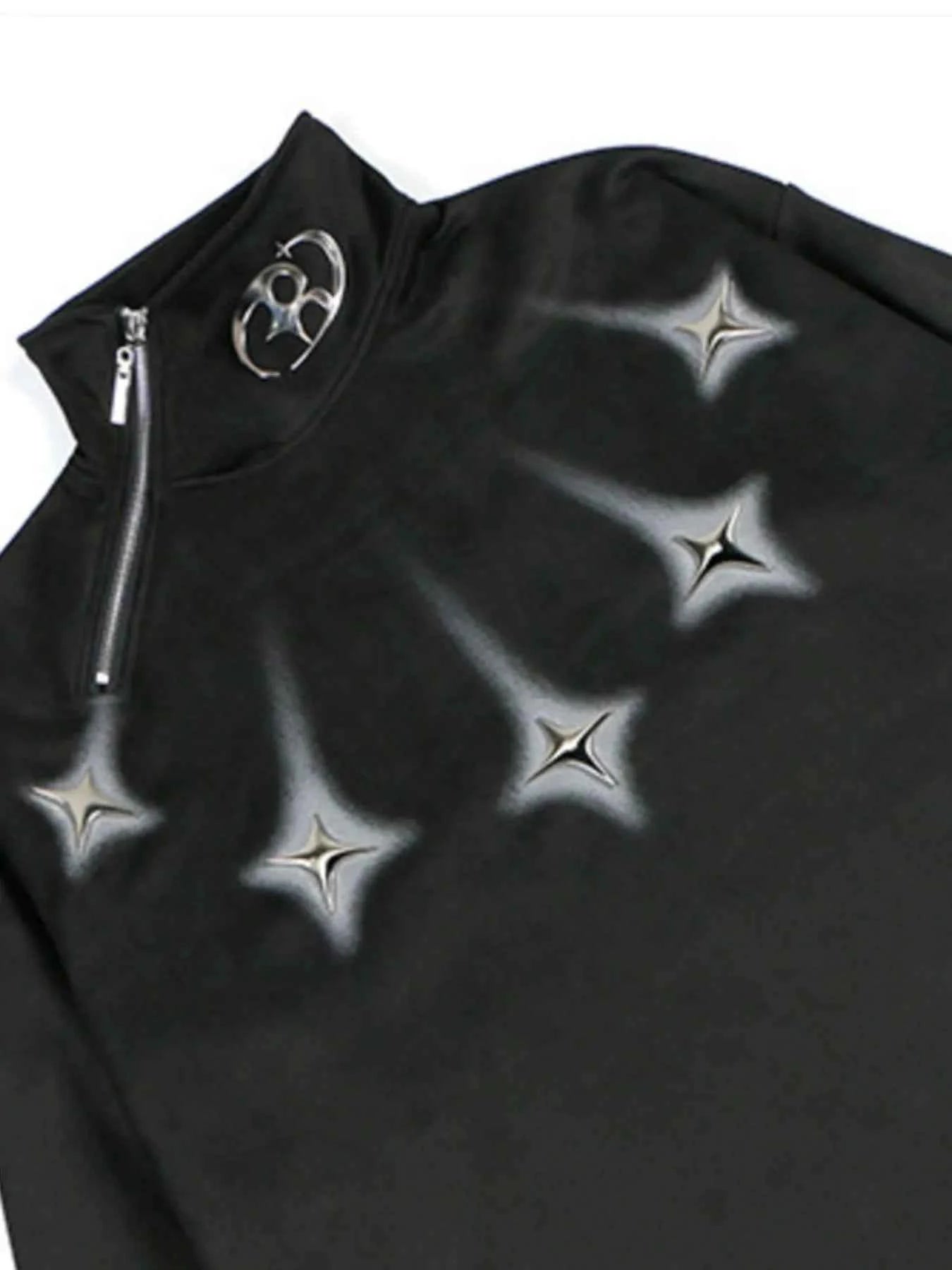 Men's Oversized Zipper Detail Turtleneck Sweatshirt