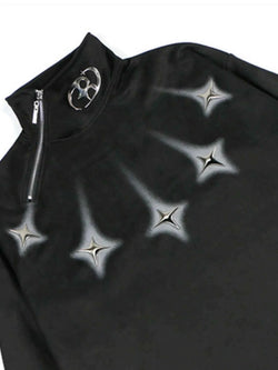 Men's Oversized Zipper Detail Turtleneck Sweatshirt