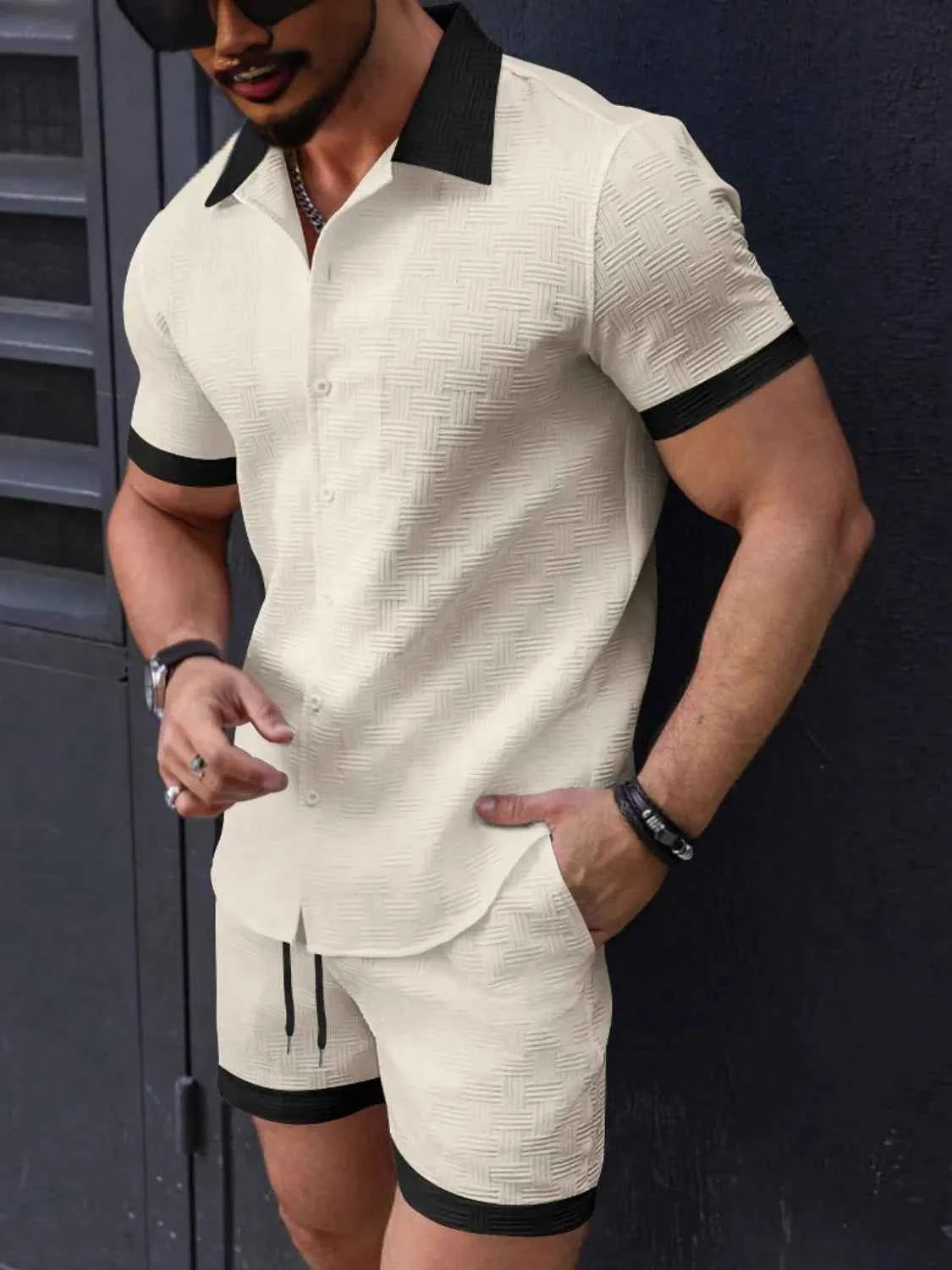 Men's Button Up Short Sleeve Shirt & Shorts Set - Damned Threads
