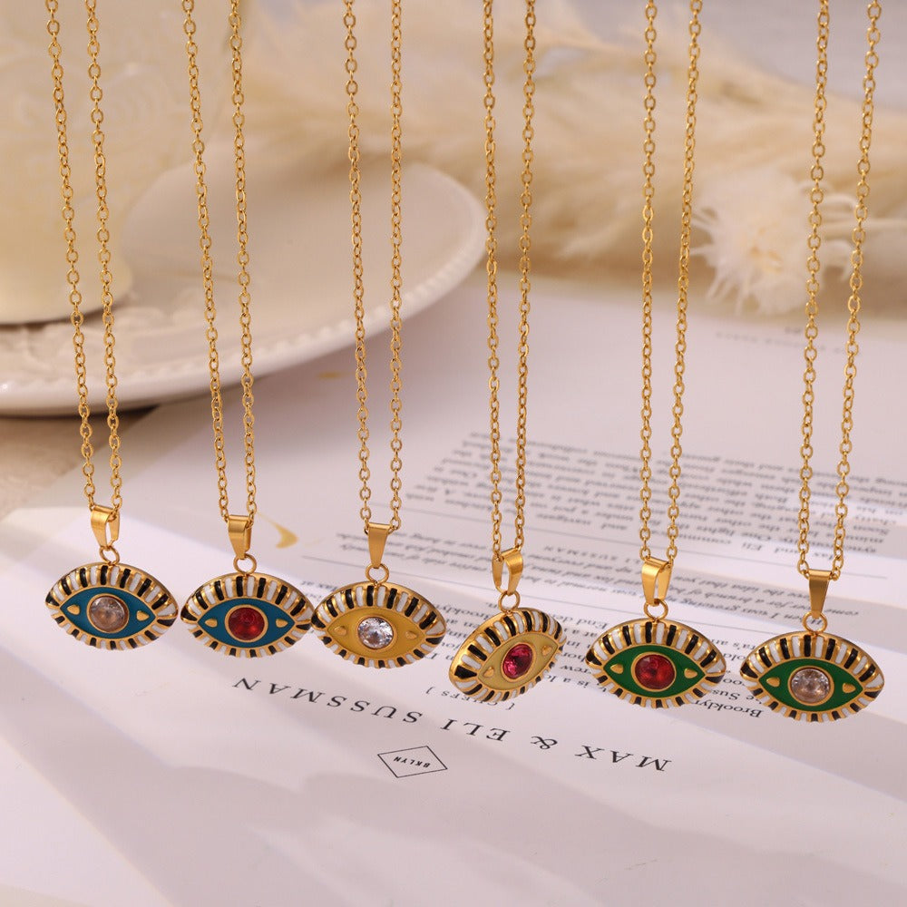 18K Gold Devil Eye Diamond Necklace - Damned Threads