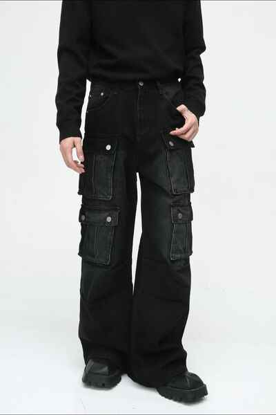 Multi-Pocket Cargo Wide-Leg Jeans - Damned Threads