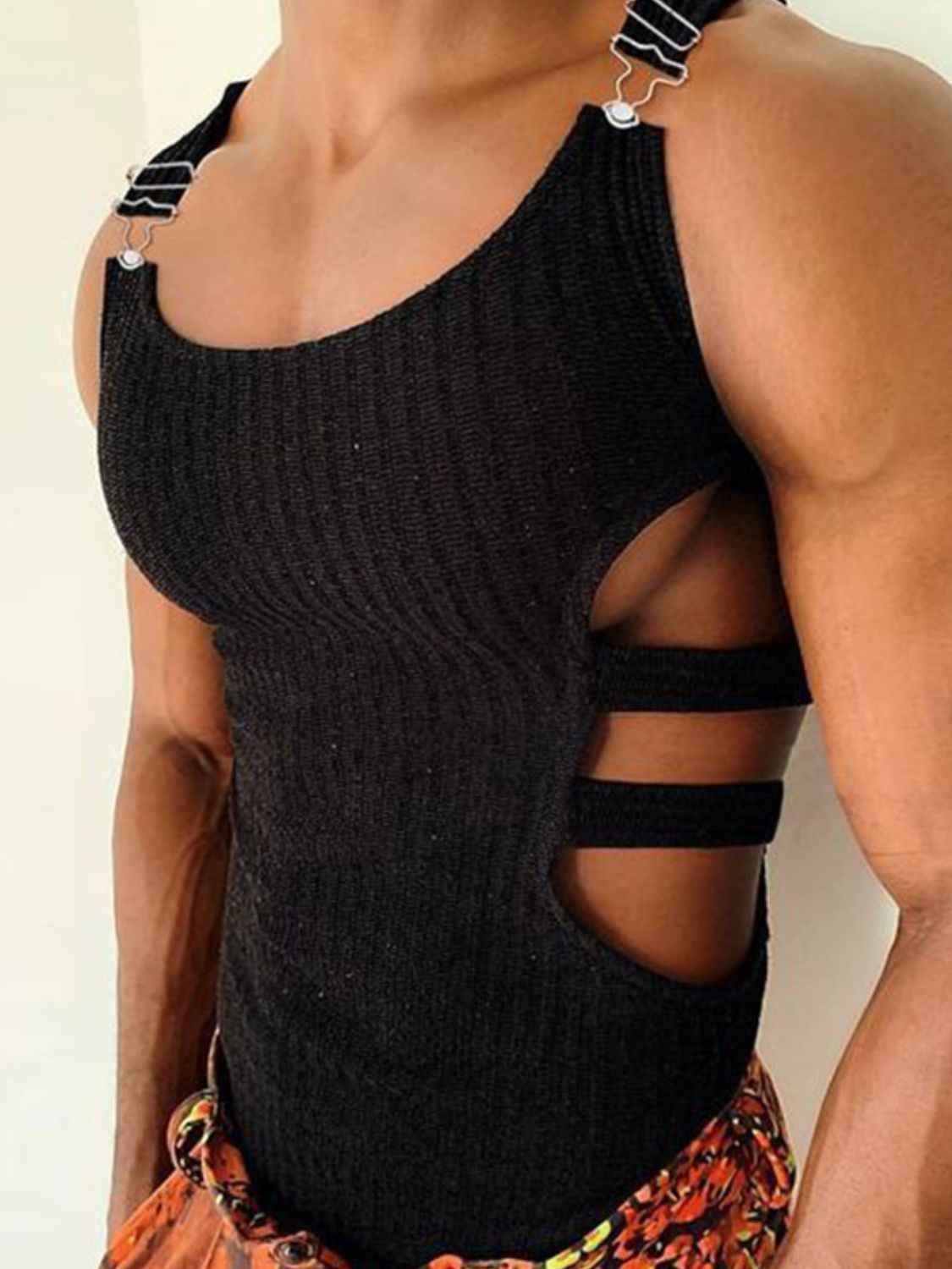 Men's Full Size Side Cutout Round Neck Tank Plus Size - Damned Threads