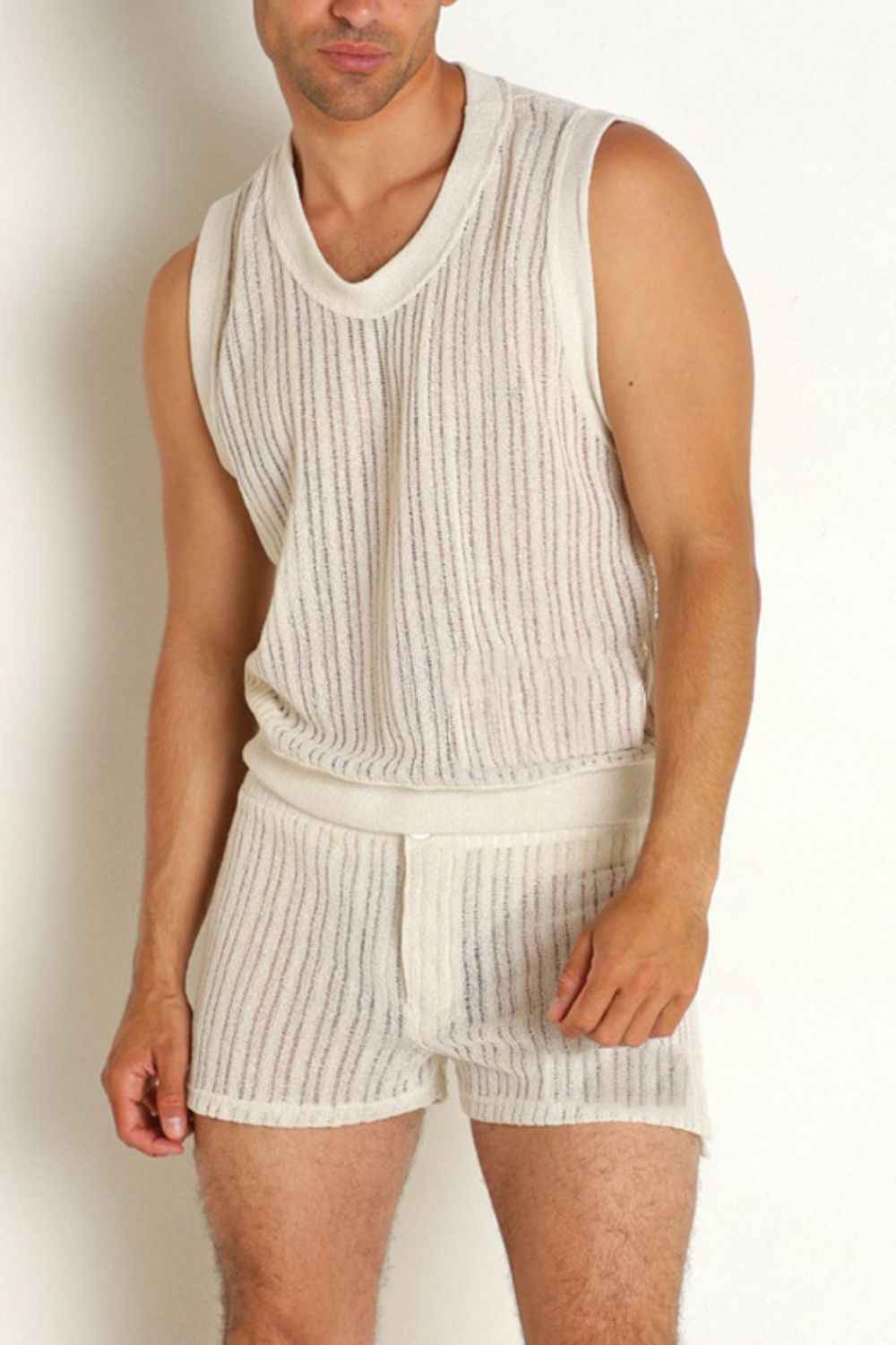 Men's Full Size Round Neck Tank and Shorts Set Plus Size - Damned Threads