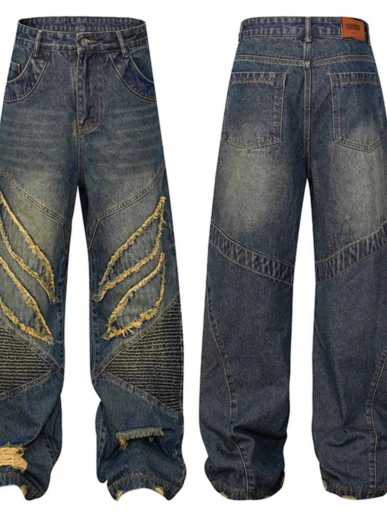 Men's Frayed Hem Loose Fit Jeans