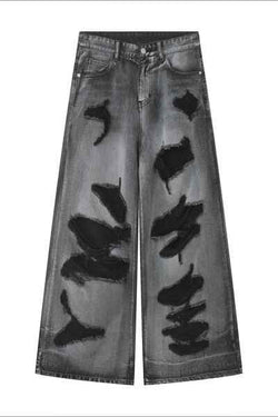 Distressed Wide Leg Jeans with Pockets - Damned Threads