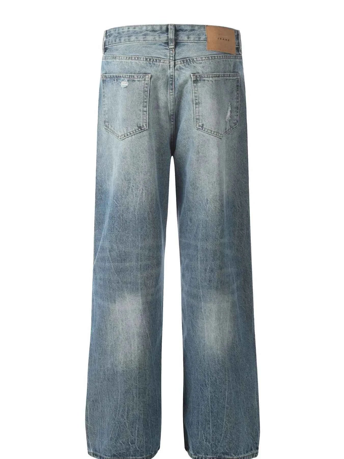 Men's Distressed Washed Wide Leg Jeans