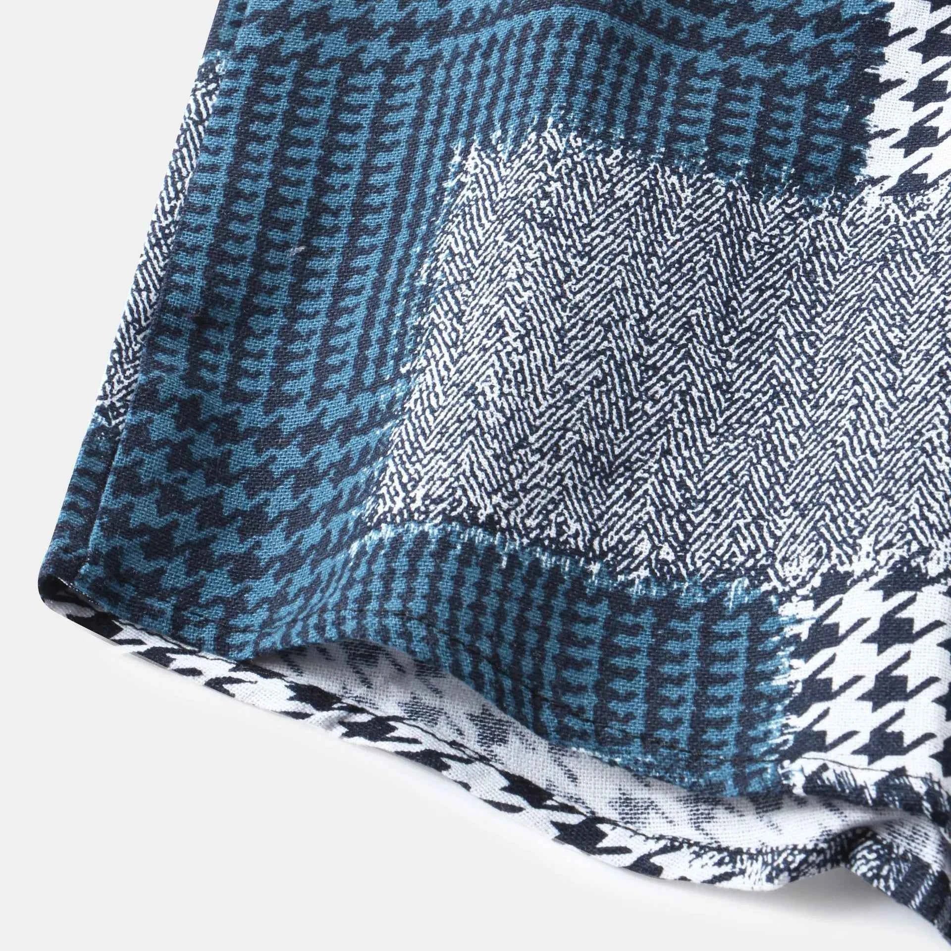 Men's Plus Size Plaid Short Sleeve Button-Up Shirt