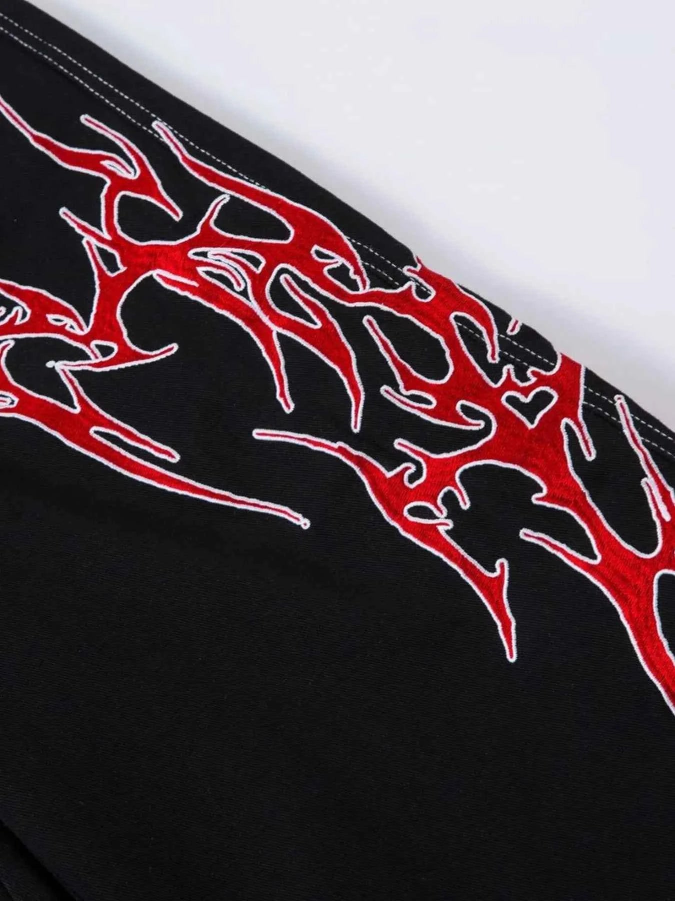 Men's Lightning Pattern Wide leg Jeans