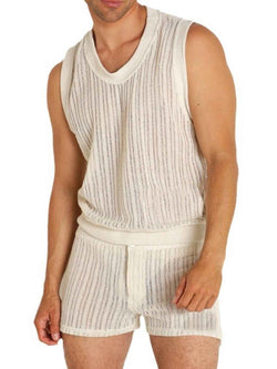 Men's Full Size Round Neck Tank and Shorts Set Plus Size - Damned Threads