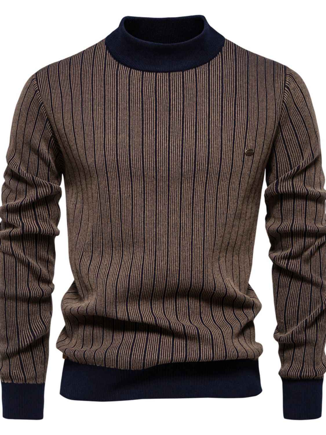 Men's Thick-Neck Contrast Striped Sweater - Damned Threads