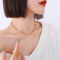 18K Gold Geometric Design Luxury Bracelet Necklace Set - Damned Threads