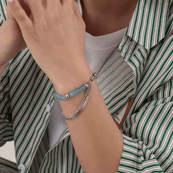 Square Sky-Blue Crystal Double-Layer Bracelet - Damned Threads