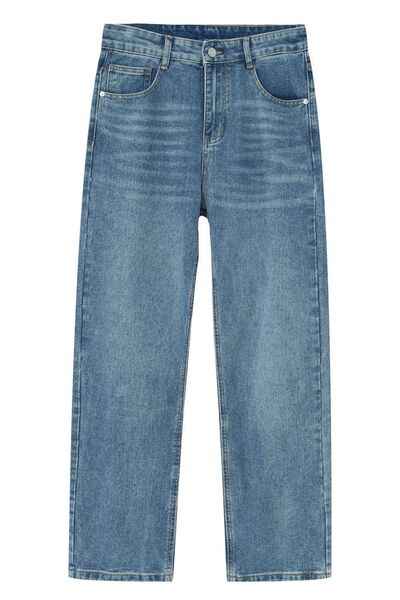 Washed Straight-Leg Slim Jeans - Damned Threads