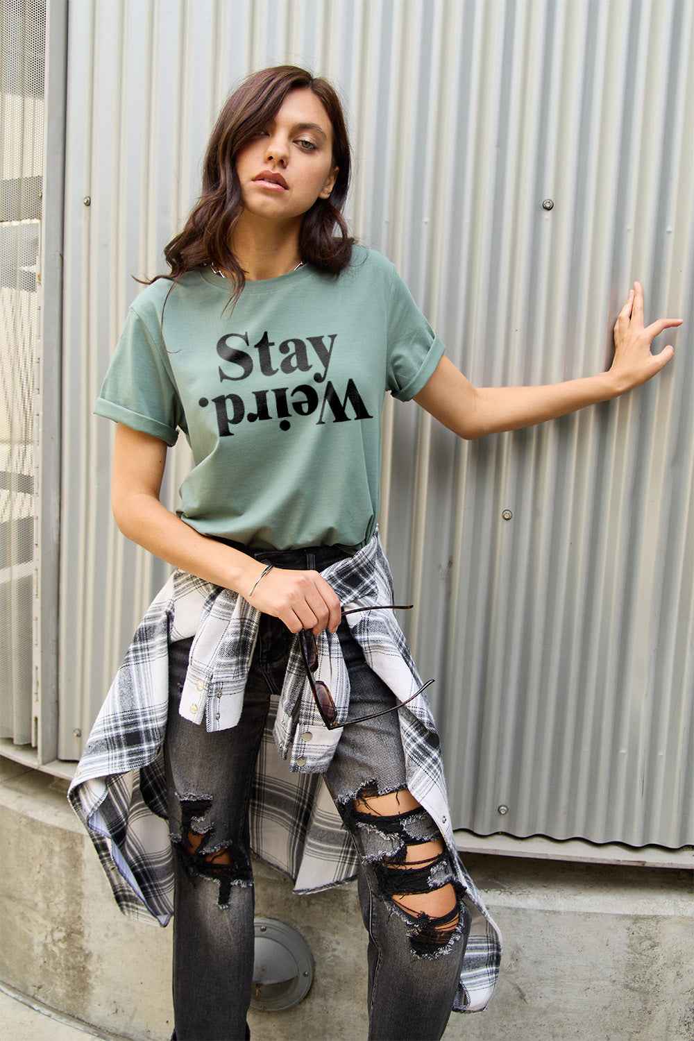 Simply Love Full Size STAY WEIRD Short Sleeve T-Shirt - Damned Threads