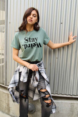 Simply Love Full Size STAY WEIRD Short Sleeve T-Shirt - Damned Threads