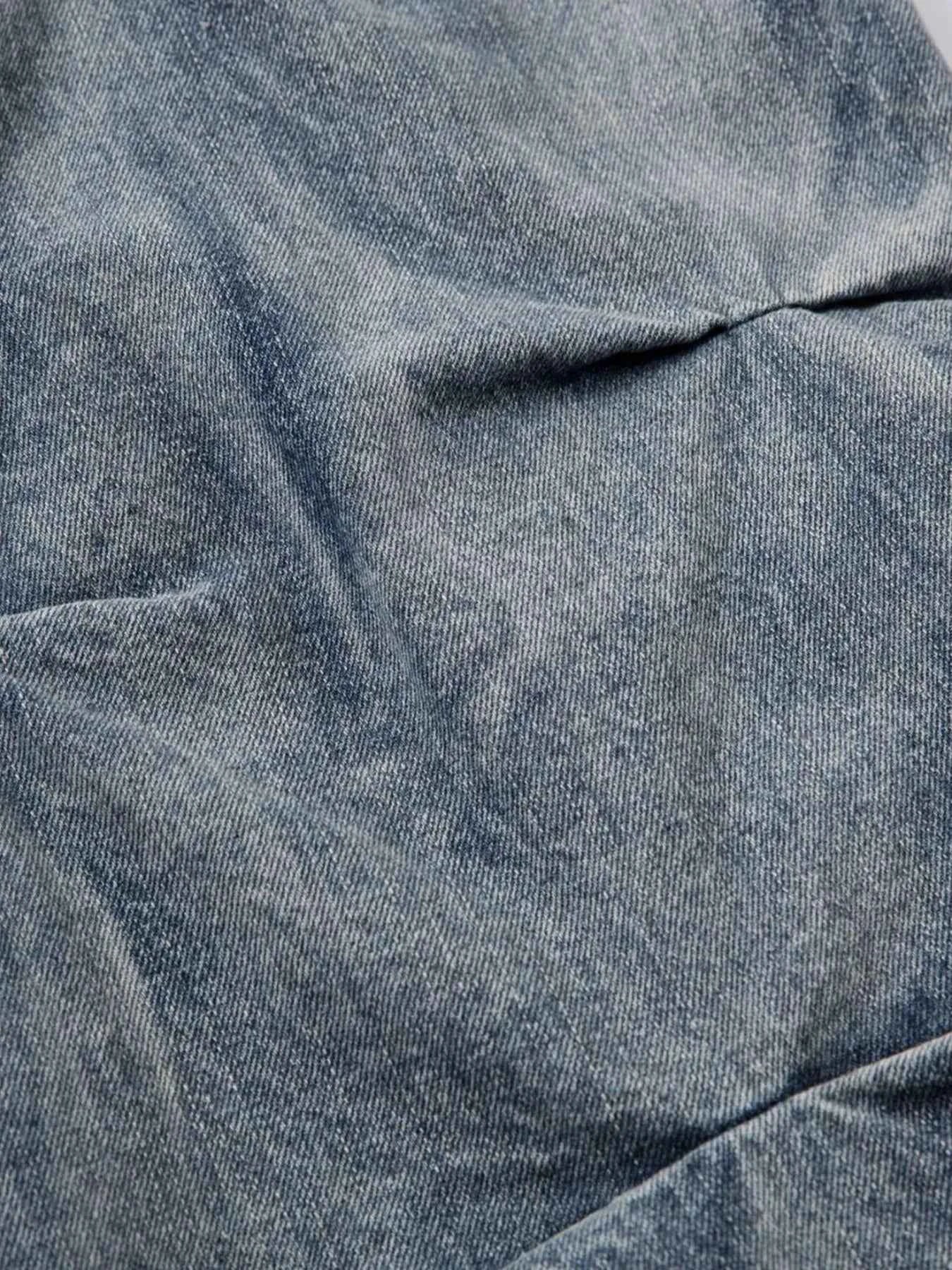 Men's Ruched Wide Leg Jeans