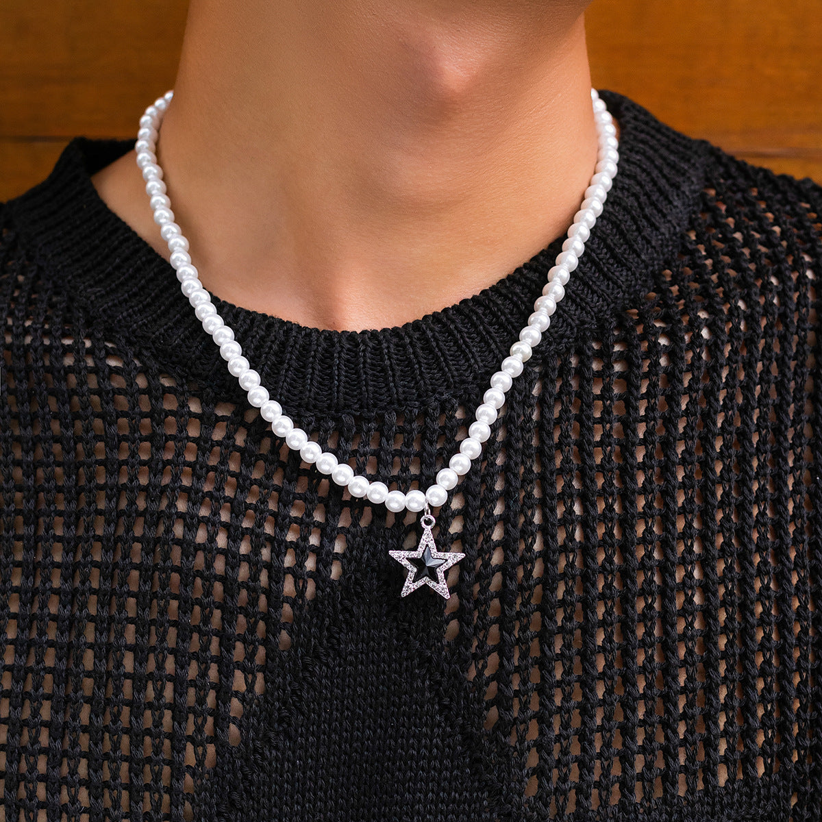 Five-Pointed Star Diamond & Pearl Necklace - Damned Threads