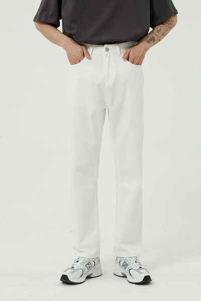 Washed Straight-Leg Slim Jeans - Damned Threads