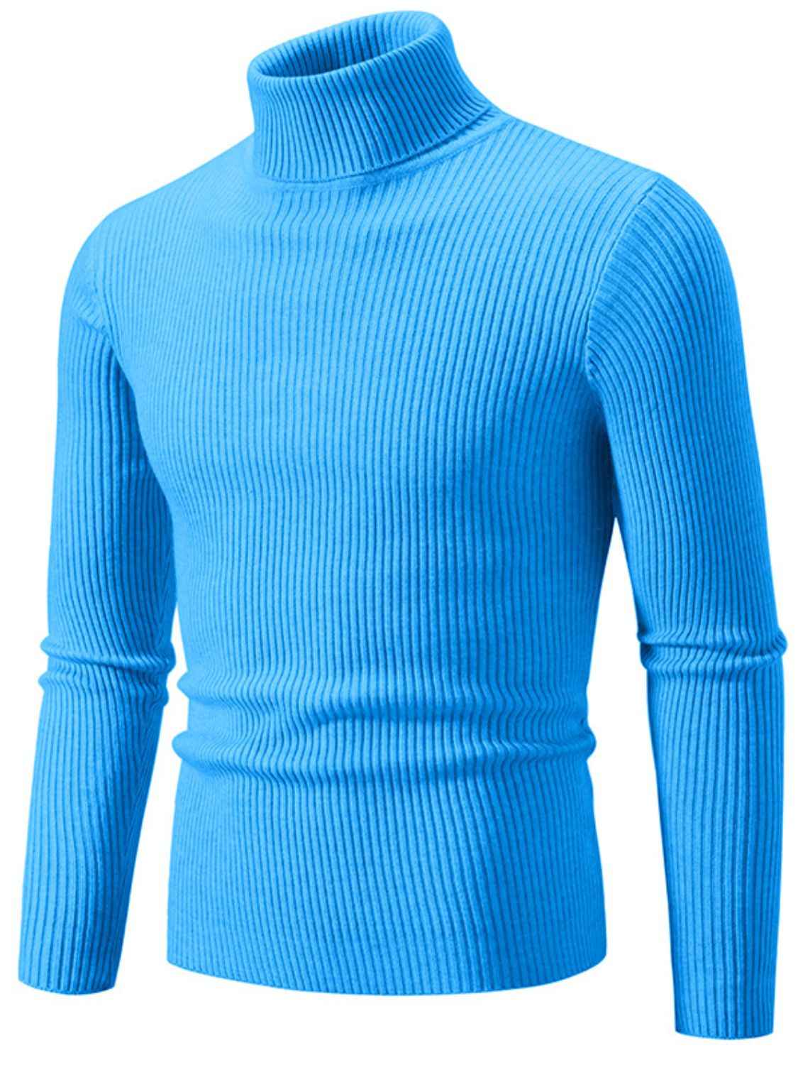 Men's Turtleneck Long Sleeve Ribbed Sweater - Damned Threads