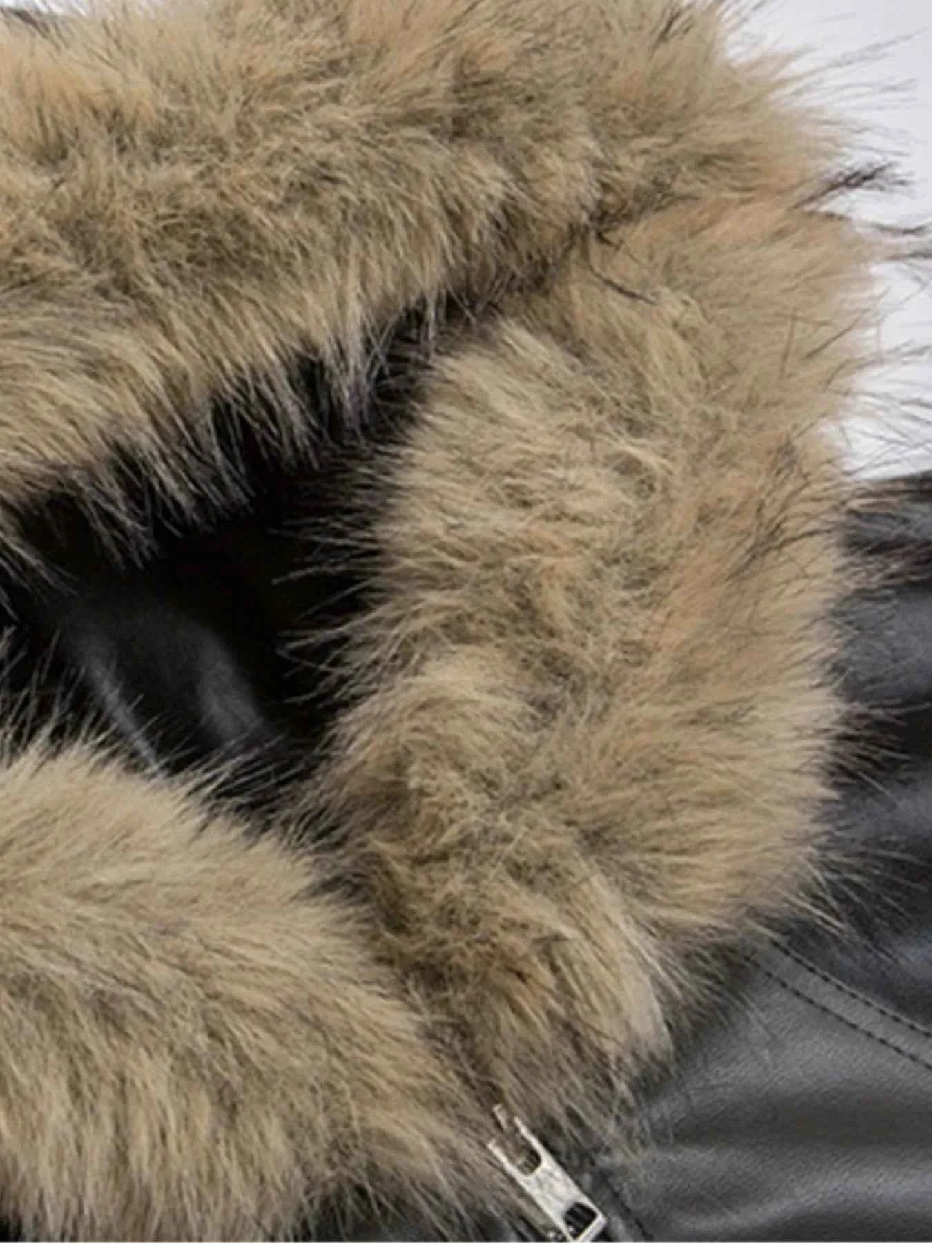 Men's Faux Fur Hooded Contrast Bomber Jacket