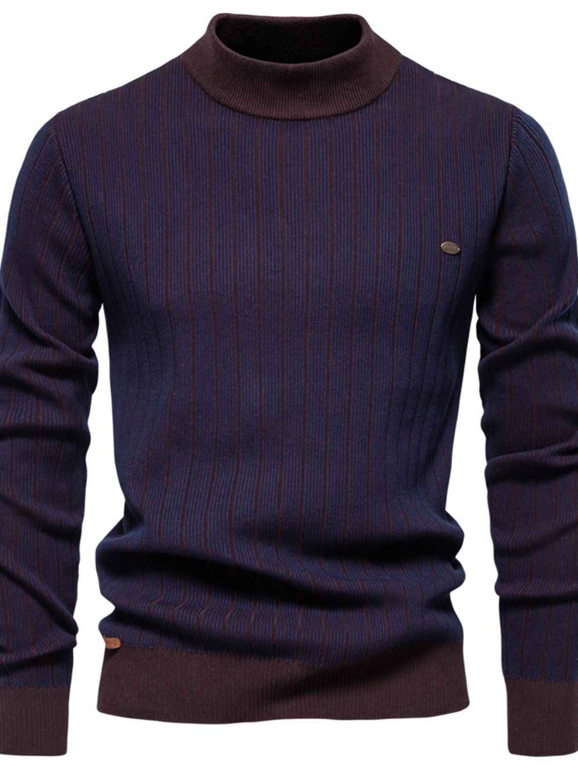 Men's Thick-Neck Contrast Striped Sweater - Damned Threads