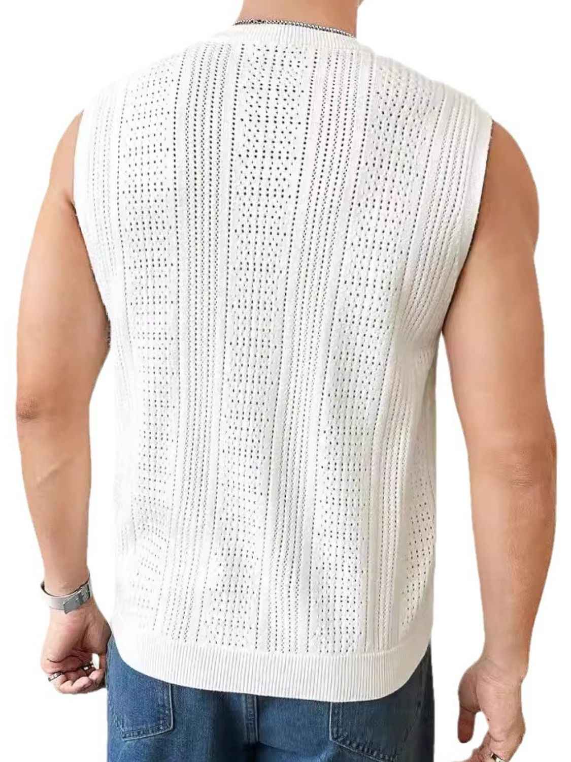 Men's Full Size Eyelet Round Neck Tank Plus Size - Damned Threads