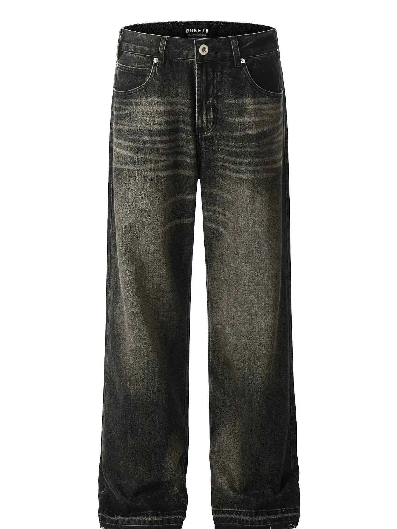 Men's Vintage Washed Frayed Hem Jeans