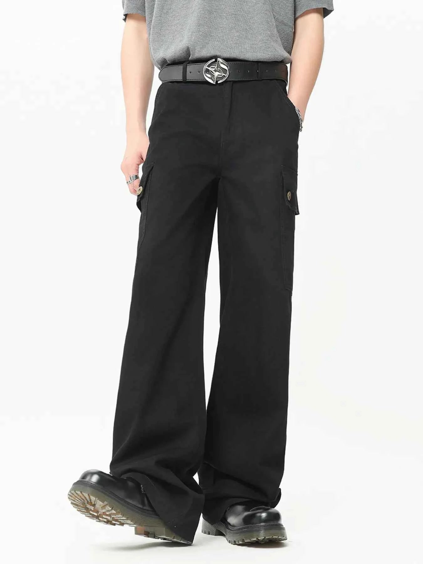 Men's Wide Leg Cargo Pants with Side Pockets